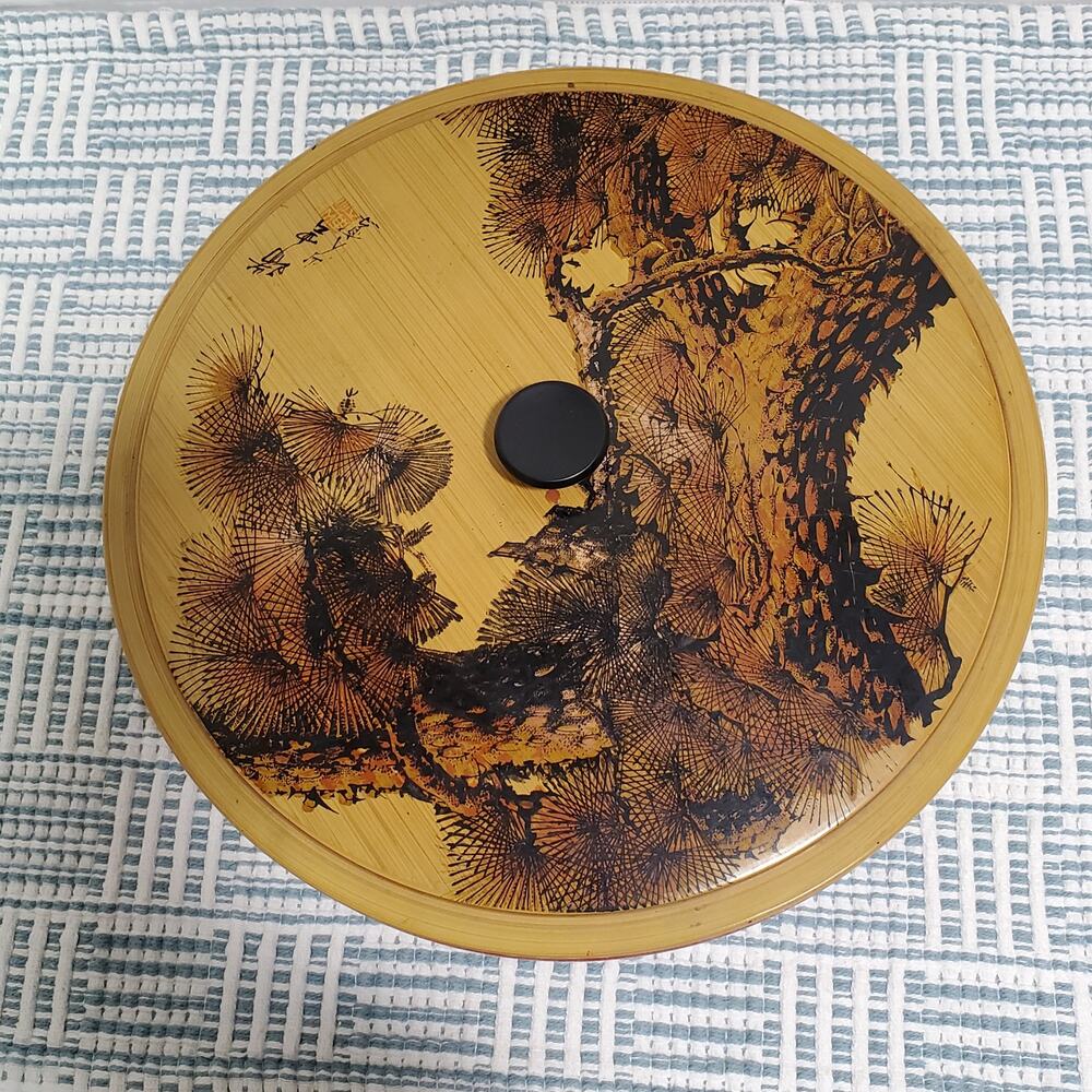 Vintage Japan Laquerware Lidded Dish Bowl Sectioned Tray Removeable 11.5 Asian